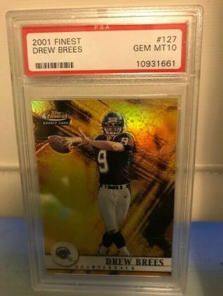 2001 Topps Finest Drew Brees Psa 10 Rookie Card