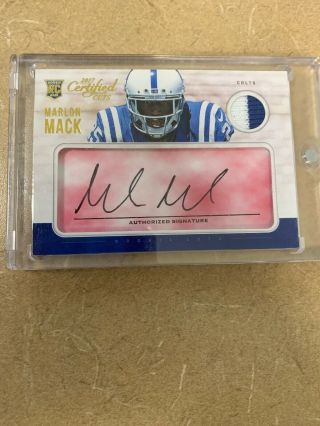 2017 Panini Certified Cuts Red Marlon Mack Rookie Rc Auto Autograph Patch /99