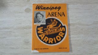 1957 - 58 Vancouver Canucks @ Winnipeg Warriors Western Hockey League Program