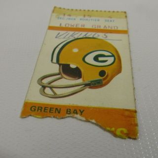 Green Bay Packers Vintage Ticket Stub 1960 ' s NFL Game Torn Lambeau Field 2