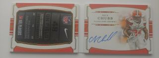 2018 National Treasures Jumbo Laundry Tag Patch Rc Auto Nick Chubb Browns 2/5
