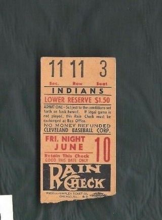1955 (6/10) Baseball Ticket Stub Cleveland Indians V York Yankees Mantle Rbi