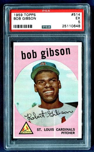 1959 Bob Gibson 514 Topps Rookie Psa 5 Ex