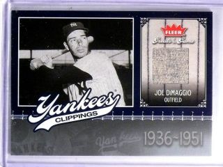 2006 Fleer Greats Of The Game Yankees Clippings Joe Dimaggio Jersey Nyyjd 6004