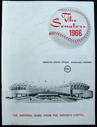 1966 Washington Senators V.  Detroit Tigers Game Program @ D.  C.  Stadium Ex - Mt