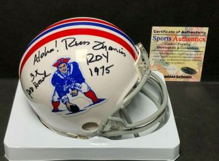 Russ Francis Signed Patriots Tb Mini - Helmet " Aloha /3x Pro Bowl/roy 1975 " Sa