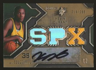 2007 - 08 Spx Kevin Durant Supersonics Rc Rookie Jersey Auto /299