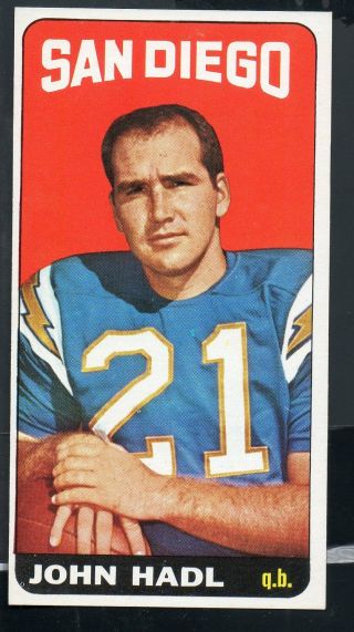 1965 Topps Football Card 161 John Hadl - San Diego Chargers