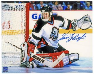 Dominik Hasek Autographed Buffalo Sabres 8x10 White Jersey Photo