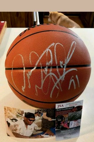 Jsa Dennis Rodman Signed Nba Basketball W/ His 91