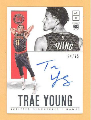 Trae Young 2018 - 19 Panini Encased Scripted Signatures Auto Autograph Rookie D75