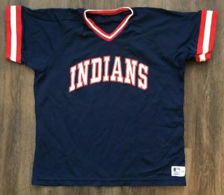 Vintage 70s Cleveland Indians Medalist Sand Knit Jersey Mens Xl Baseball Mlb