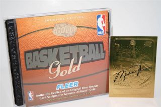 Michael Jordan 1986 - 87 Fleer Rookie 23kt Gold Card Black Signature Insert