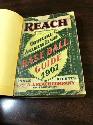 The Reach Official American League Baseball Guide 1907 Low Grade