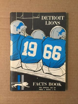 1966 Detroit Lions Nfl Football Media Guide