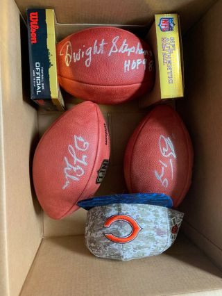 Nfl Autographed Footballs And Chicago Bears Snapback Hat