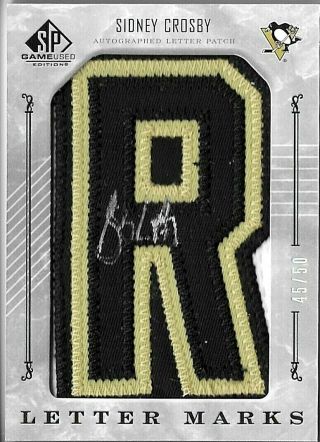 2006 - 07 Sp Game Letter Mark Auto Patch Sidney Crosby " R " (45/50) 2nd Year