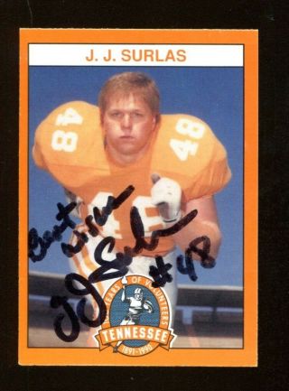 J.  J.  Surlas Signed 1990 Tennessee Vols Football Card Autographed 41846