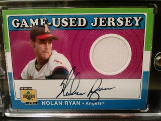 Nolan Ryan On Card Autograph/game Patch Upper Deck " Ud Decade 1970 