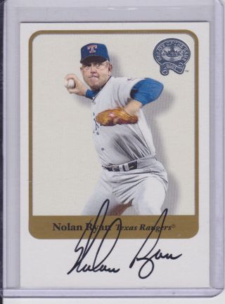 Nolan Ryan 2001 Fleer Greats Of The Game On Card Autograph Rangers Auto Sp (757)