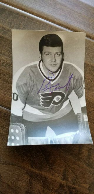 Bernie Parent Signed Postcard Card Flyers Maple Leafs Bruins Blazers Wha Hof