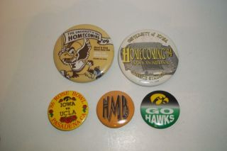 Vintage Iowa Hawkeyes 94 09 Homecoming 86 Rose Bowl 5 Buttons Pins University Of