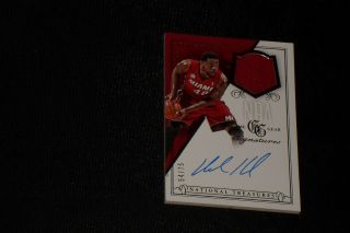 Udonis Haslem 2013 - 14 Panini National Treasures Game Jersey Auto Card 54/75