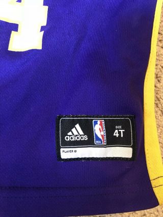 NBA Los Angeles Lakers Adidas Kobe Bryant 24 Toddler Jersey Sz 4T 2