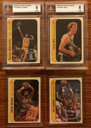 1986 - 87 fleer basketball complete sticker set most graded 2