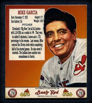 Banty Red Man Pouch Inserts " 1952 " Mike Garcia,  Cleveland Indians