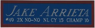 Jake Arrieta Chicago Cubs Nameplate Autographed Bat - Baseball - Jersey - Photo - Rubber