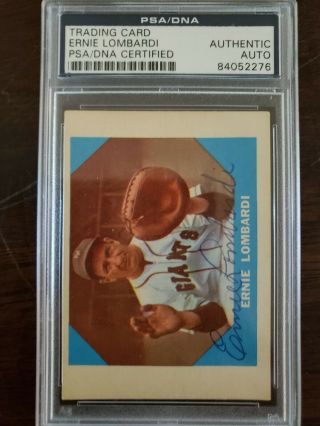 Ernie Lombardi Autographed Baseball Card With Psa/dna