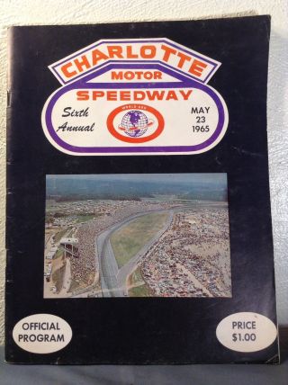 1965 Nascar Chalotte Motor Speedway Official Program May 23rd 1965