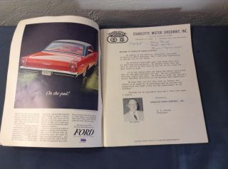 1965 NASCAR Chalotte Motor Speedway Official Program May 23rd 1965 3