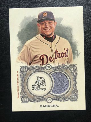 2019 Topps Allen And Ginter Jersey Non Auto Miguel Cabrera Tigers