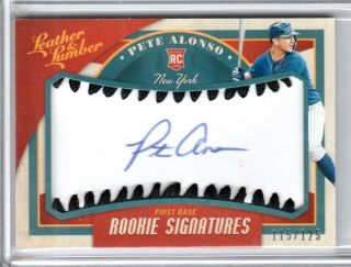 2019 Leather And Lumber Pete Alonso Rookie Signatures Auto Rc 115/125 Mets