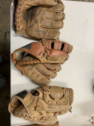 Vintage Stan Musial,  Ted Williams,  And Dick Groat Baseball Gloves