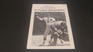 1964 Pro Bowl Giants Vs Redskins Program