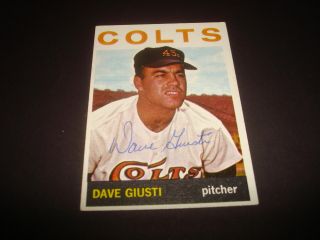 1964 Topps 354 Dave Giusti Houston Colt 45s Signed Autograph Card - Bc
