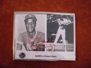 Darryl Strawberry Vintage 1984 Rc Autograph Photo Framed Ny Mets Atg 8 X 10