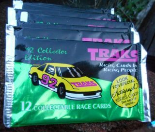 (10) Ten 1992 Traks Premier Edition Nascar Race Cards 12 Cards Per Pack