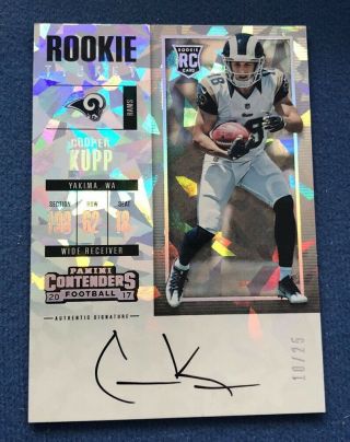 2017 Panini Contenders,  Cooper Kupp,  Cracked Ice Rookie Rc Auto D /25 Rams Wr
