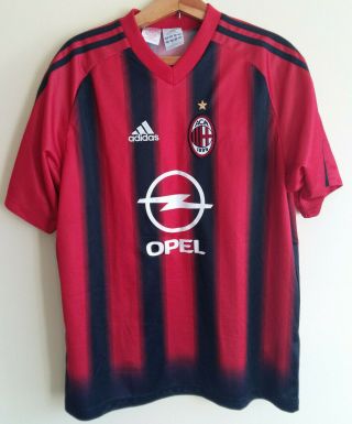 Vintage Adidas Jersey Opel Ac Milan Red Black Soccer Mens Size: M