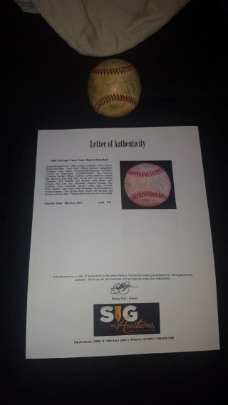 1986 Chicago Cubs Team Autograph Signed Official Nl Baseball With Loa