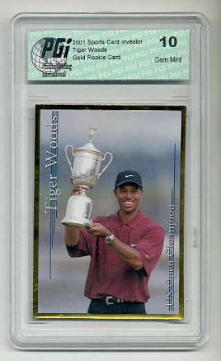 2001 Sci Tiger Woods Pgi 10 Gold Rookie Card U.  S.  Open