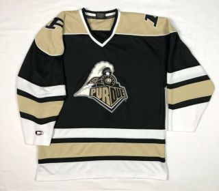 Vtg Purdue Boilermakers Mens Ncaa Hockey Jersey Xl Black/gold Sewn/stitched