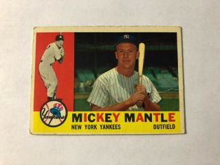 1960 Topps Mickey Mantle York Yankees 350 Baseball Card
