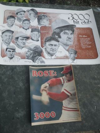 Vintage 1978 Pete Rose 3000 Hit Club Poster And Cincinnati Enquirer Insert