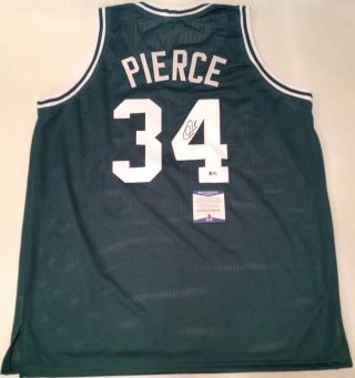 Boston Celtics Paul Pierce Signed Green Custom Jersey Beckett