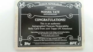 MIESHA TATE 1 of 1 MUSEUM MEMORABILIA AUTOGRAPHED FIGHTER WORN GLOVE, 2